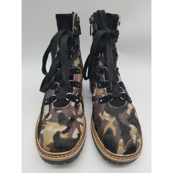 Me Too Womens Cliff Camo Leather Fur Lace Up Combat Boots Size 7.5 M - Picture 2 of 6